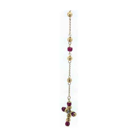 Cadena rosario rojo de oro 18k 70 cm
